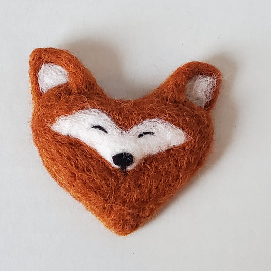 Needle Felted Heart Shaped Fox Magnet