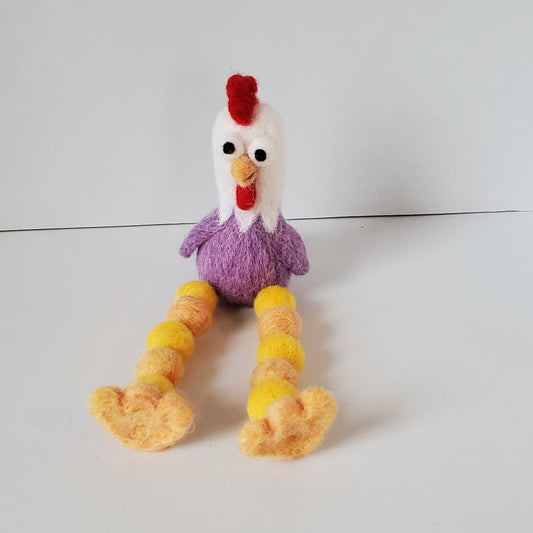 Needle Felted Funky Chicken Shelf Sitter