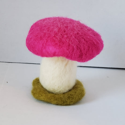 Needle Felted Cottage Core Pink Mushroom