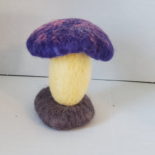 Needle Felted Cottage Core Purple with Pink Mushroom