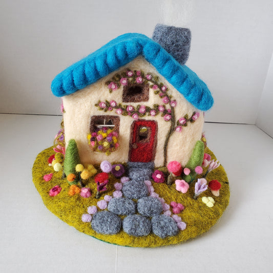 Needle Felted Spring Cottage - Lights Up