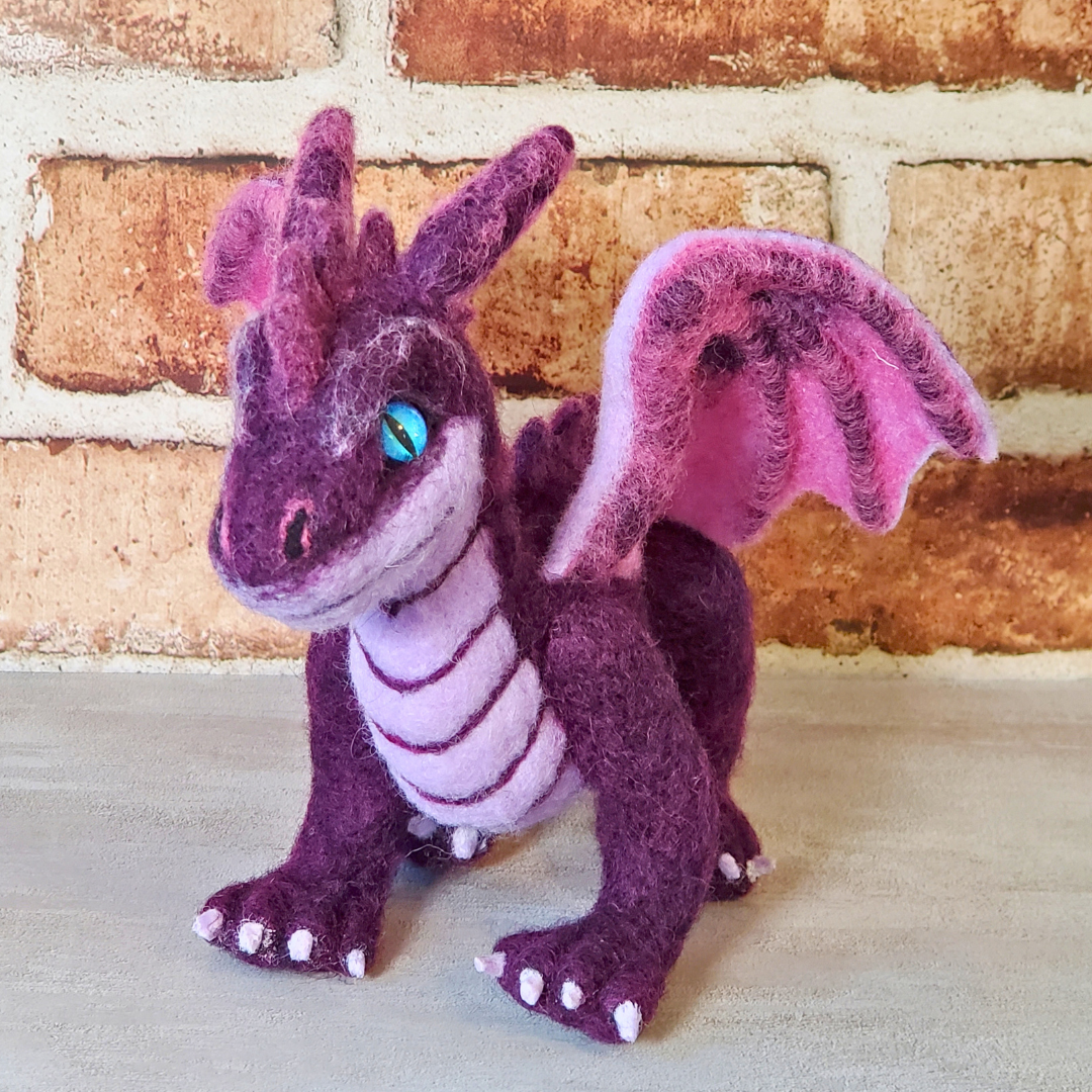 Dante the Purple Dragon – One-of-a-Kind Needle Felted Sculpture