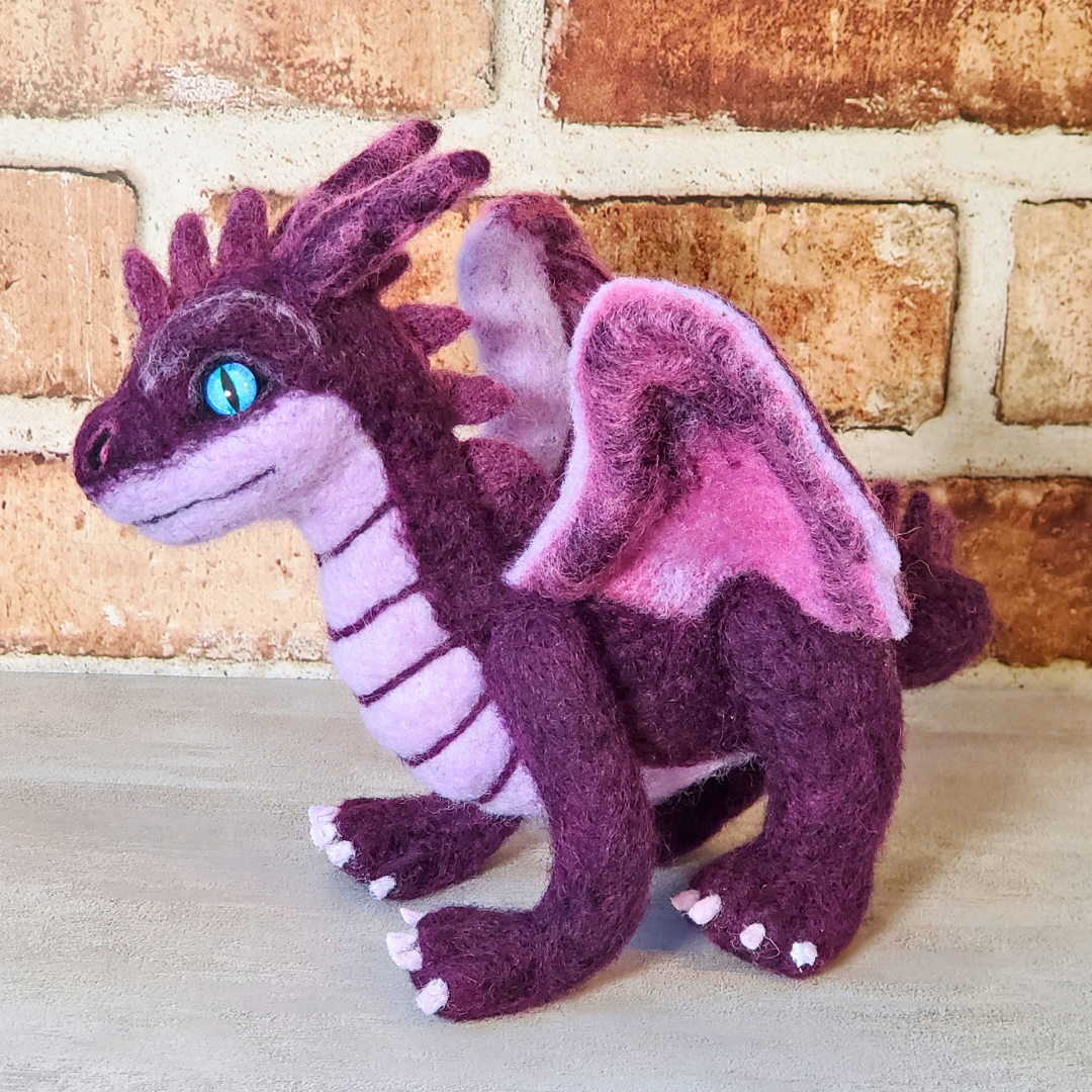 Dante the Purple Dragon – One-of-a-Kind Needle Felted Sculpture