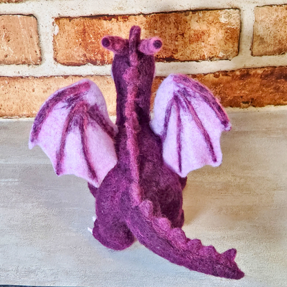 Dante the Purple Dragon – One-of-a-Kind Needle Felted Sculpture