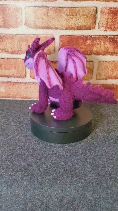 Dante the Purple Dragon – One-of-a-Kind Needle Felted Sculpture