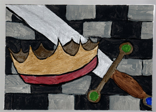 Crown and Sword Acrylic Painting