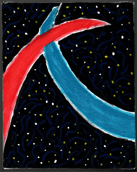 Red And Blue Acrylic Painting